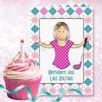 Golf Female Cartoon Funny Saying Birthday