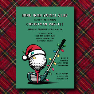 Golf Festive Christmas Holiday Par-tee Green Invitation