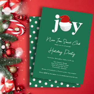 Golf Festive Holiday Party Joy Typography Green Invitation