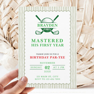 Golf First Birthday Par-Tee Mastered One Year Baby Invitation