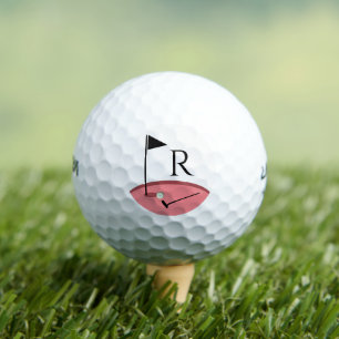 Golf Flag and Club Monogram initial  Golf Balls