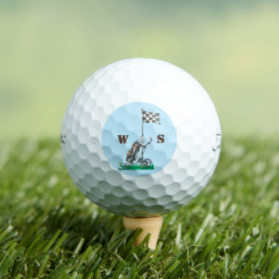 Golf Flag and Clubs Initials Balls