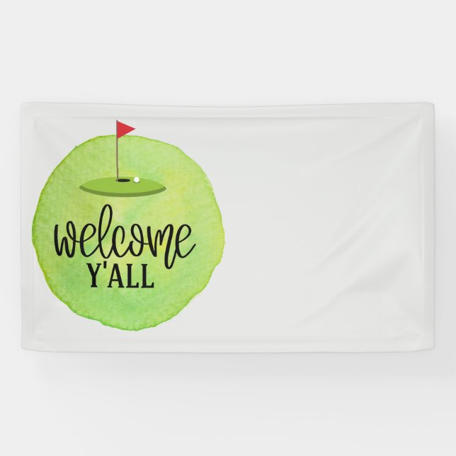 Golf flag and welcome sign on green  (Horizontal)
