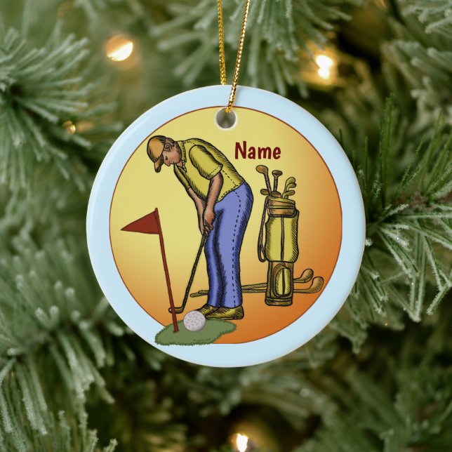 Golf Flag Dad Golf  Ceramic Ornament (Tree)
