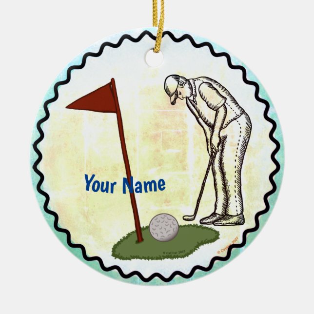 Golf Flag golf Ceramic Ornament (Front)