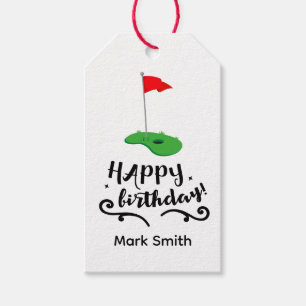 Golf flag with text Happy Birthday Gift Tags