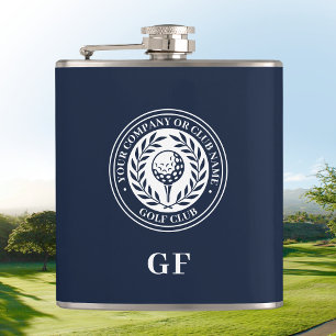 Golf Flask Custom Name Monogram Best Man Gift Navy