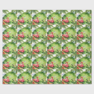 Golf Florida themed with flamingo retirement Wrapping Paper