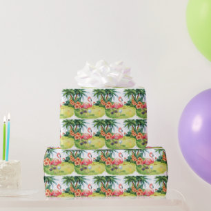 Golf Florida themed with flamingo retirement Wrapping Paper