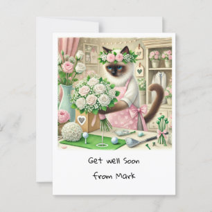 Golf Florist GET WELL SOON for Cat Lovers Postcard