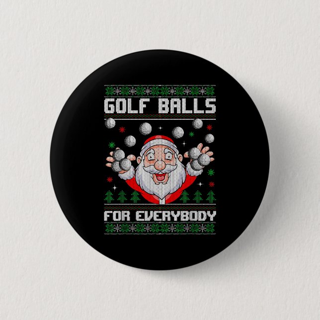 Golf For Everybody Santa Ugly Christmas Golfing  6 Cm Round Badge (Front)