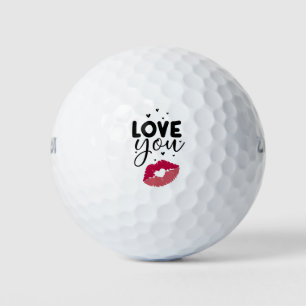 Golf for lover with kisses red lips on white balls