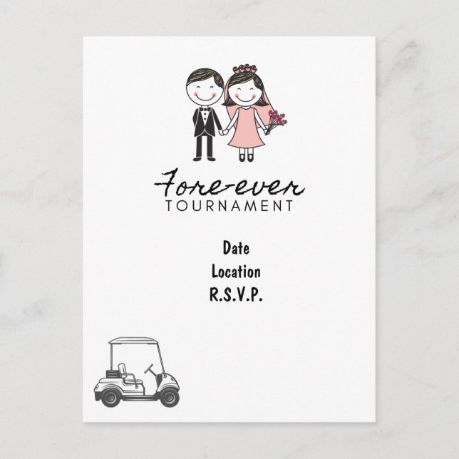 Golf FORE EVER golf wedding  Save the Date golfer Postcard (Front)
