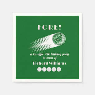 Golf Fore Tee-Riffic Green 50th Birthday Party Napkin