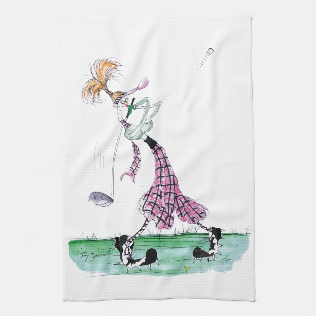 Golf full swing, tony fernandes tea towel (Vertical)
