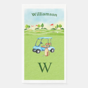Golf Fun Course Cart Monogram Name   Napkin