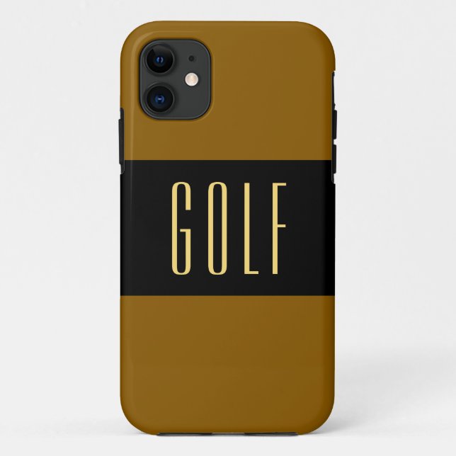 GOLF Fun Modern Wide Black Golden Brown Stripes Case-Mate iPhone Case (Back)