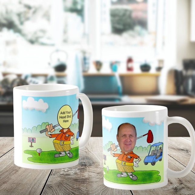 Golf Funny Cartoon  Coffee Mug (Background photo courtesy of rawpixel.com)