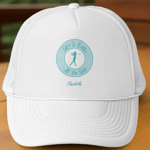 Golf Funny Ladies Golfer Tee Time Teal Trucker Hat