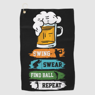 Golf Funny Saying Swing Swear Find Ball Towel