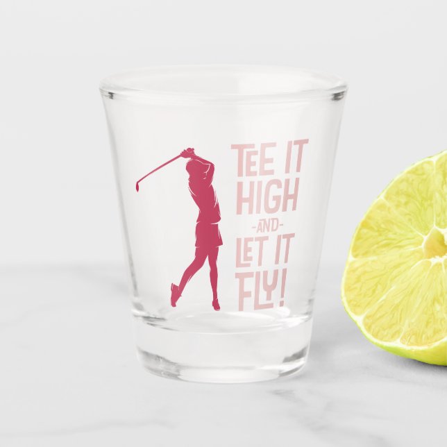 Golf Funny Sports Tee Quote Cute Magenta Red Pink Shot Glass (Front)