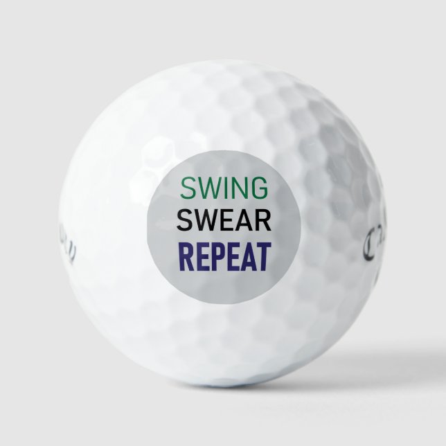 Golf Gag Gift – Swing Swear Repeat  Balls (Front)