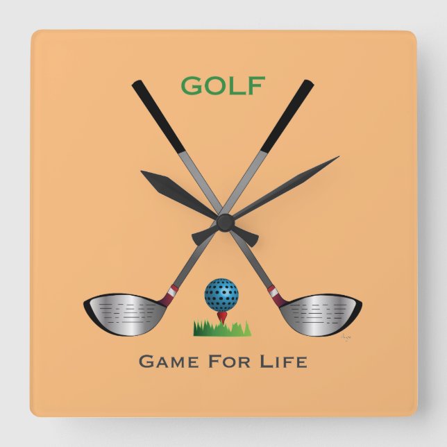 GOLF - Game for Life Square Wall Clock (Front)
