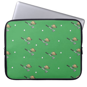 Golf gear on green laptop sleeve