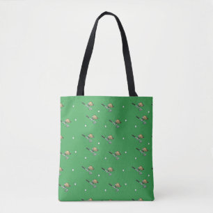 Golf gear on green tote bag