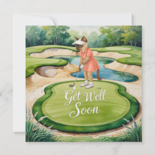 Golf Get Well Soon Card for cat lover golfers