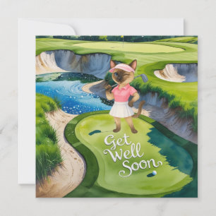 Golf Get Well Soon Card for cat lover golfers