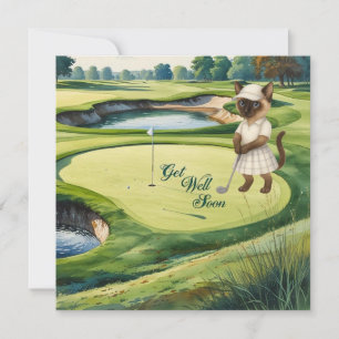 Golf Get Well Soon Card for cat lover golfers