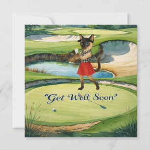 Golf Get Well Soon Card for cat lover golfers