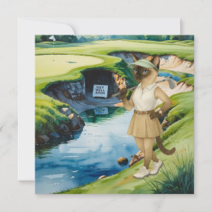 Golf Get Well Soon Card for cat lover golfers