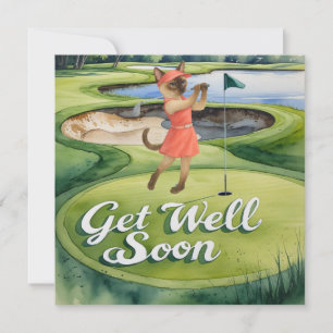 Golf Get Well Soon Card for cat lover golfers