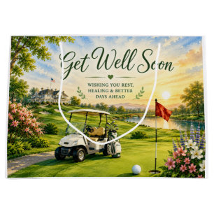 Golf Get Well Soon Watercolor for Golfer Large Gift Bag