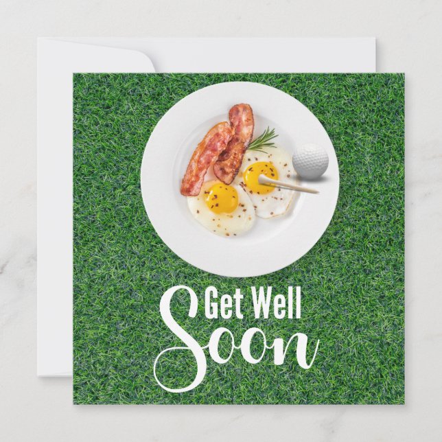 Golf Get well soon with breakfast egg bacon  Card (Front)