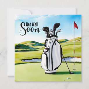 Golf get well soon with golf bag on putting green
