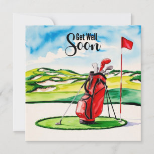 Golf get well soon with golf bag on putting green