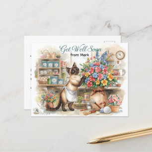 Golf get well soon with golf ball and flowers postcard