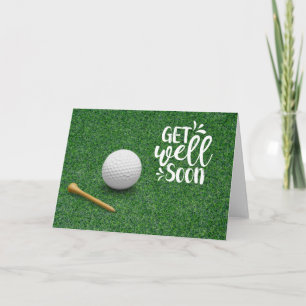 Golf Get well soon with golf ball on green grass  Card
