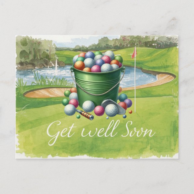 Golf Get well soon with golf course background  Postcard (Front)