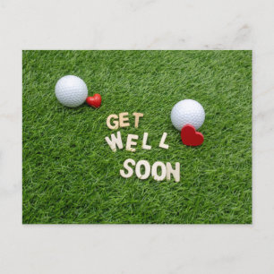 Golf Get well soon with text and ball on green Postcard