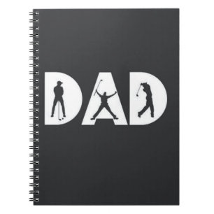 Golf Gifts For Dad Golfer Lover Simple Black White Notebook