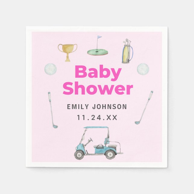 Golf Girl Baby Shower Napkin (Front)