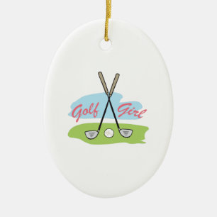 GOLF GIRL CERAMIC TREE DECORATION