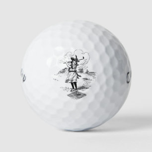 Golf Girl Golfing Vintage Art Balls