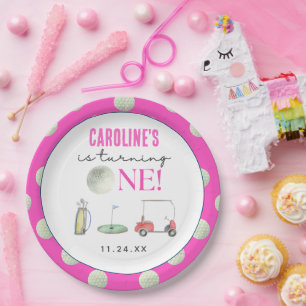 Golf Girls First Birthday Paper Plate