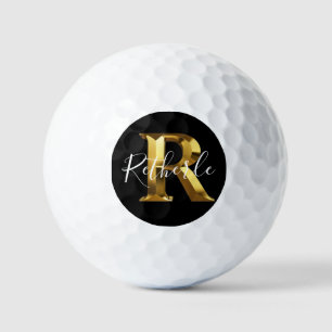 Golf Golden  monogram name & initial golf balls