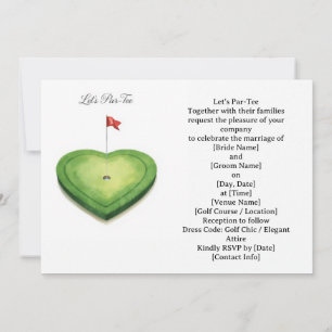 Golf golf flag on heart shape for wedding invitation